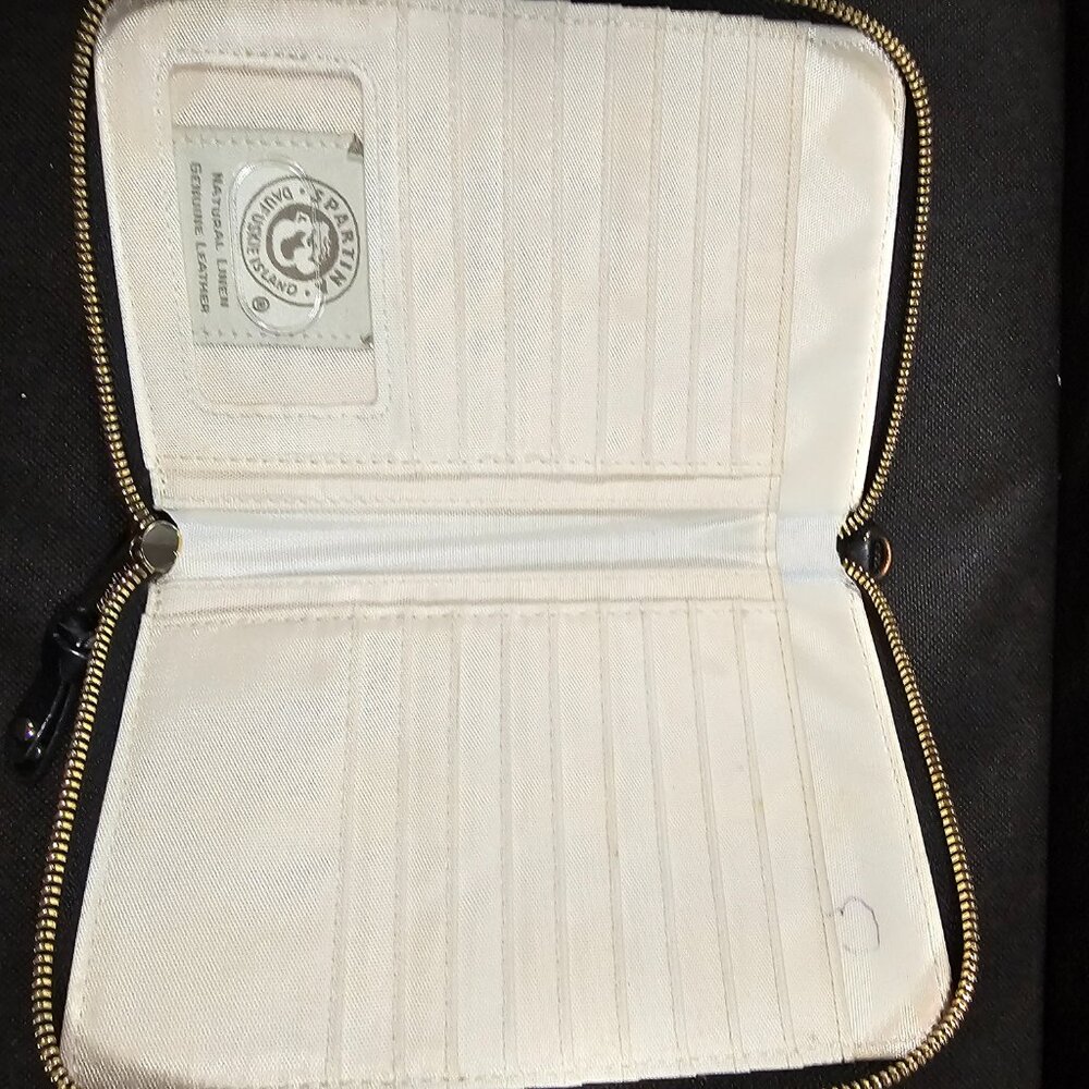 Spartina black leather and linen wristlet - Picture 3 of 4